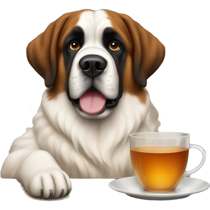 Saint Bernard drinking tea emoji