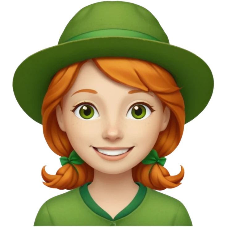 smiling ginger woman with a green artist hat emoji