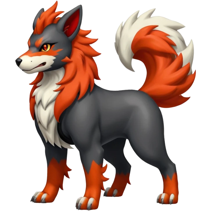 Shiny Exotic Gothic Houndoom-Arcanine-Pokémon-Fakémon-hybrid-creature emoji