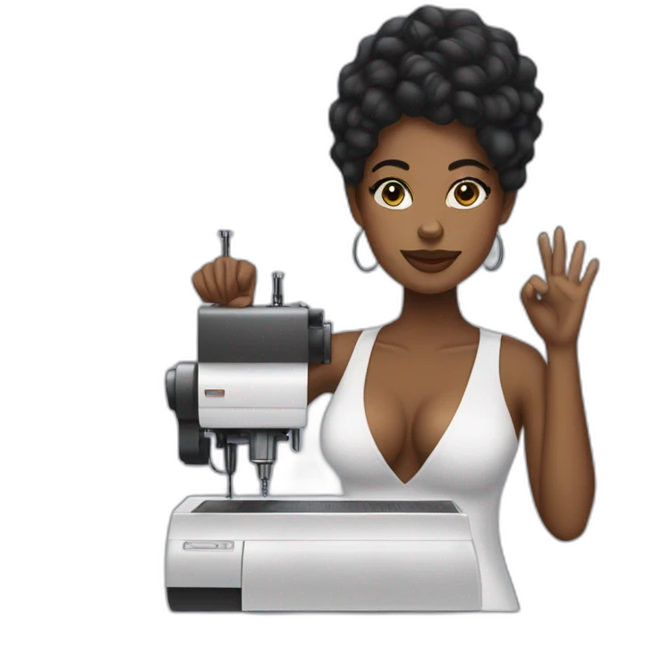 BLACK WOMAN BUSSINES WHIT NAILS AND HAIR MACHINE emoji