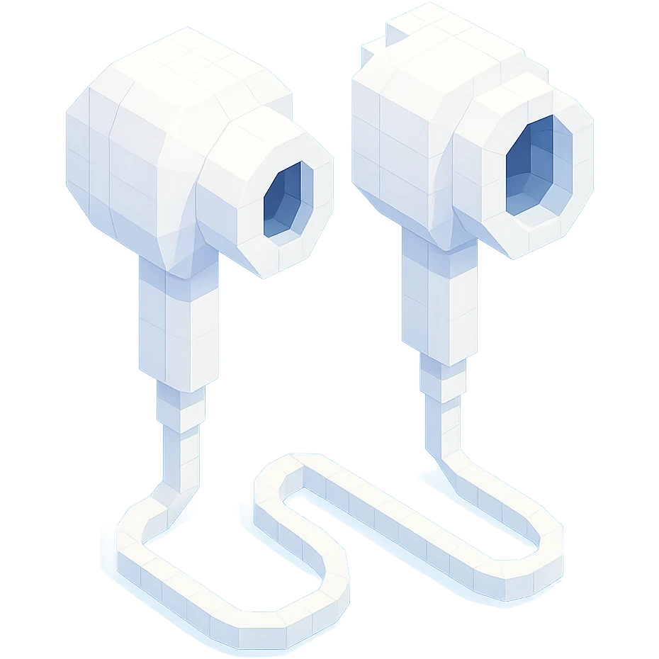 white EarPods headphones with a matte finish, slightly angled emoji