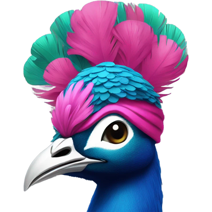 a peacock with a pink wig emoji