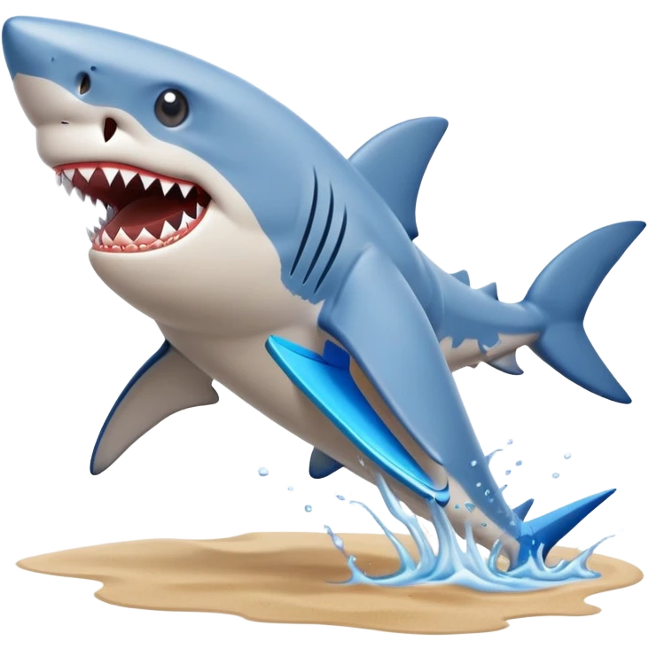 A Shark with  blue nike sneakers in the shore  emoji