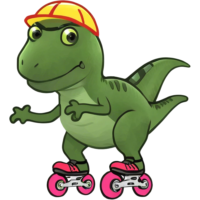 Dinosaur roller skating  emoji
