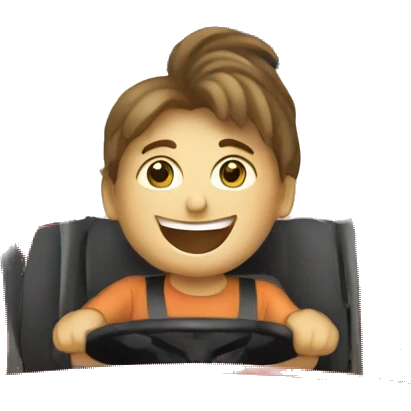 a happy person driving enormous tractor emoji