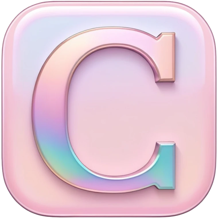 Iridescent pastel pink Font setting icon with letter C emoji