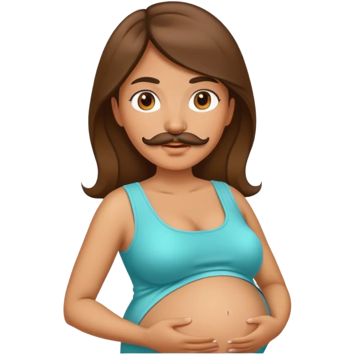 Pregnant mommy with a mustache emoji