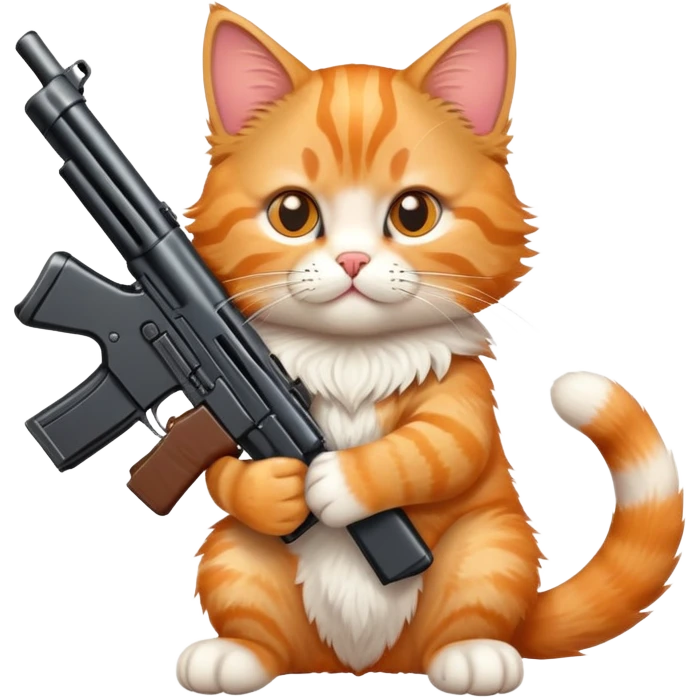 A cat with gun in paws emoji