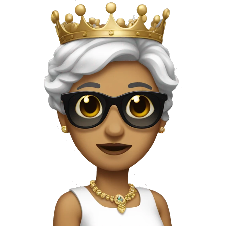Queen emoji with short dark hair and shades emoji