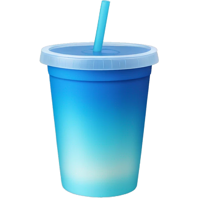 Light to dark blue ombré drink in plastic cup with a straw and lid with no face just a cup emoji