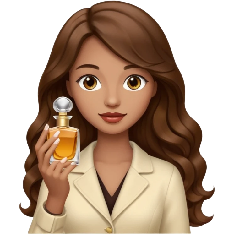 Half body pretty long hair woman holding parfume emoji