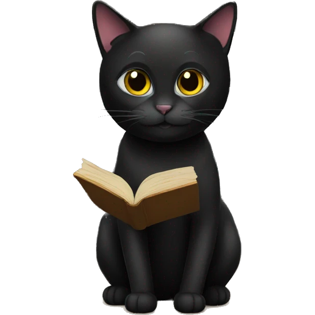 black cat with books emoji