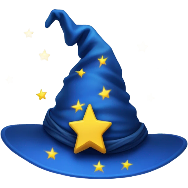 blue wizard hat with yellow stars emoji