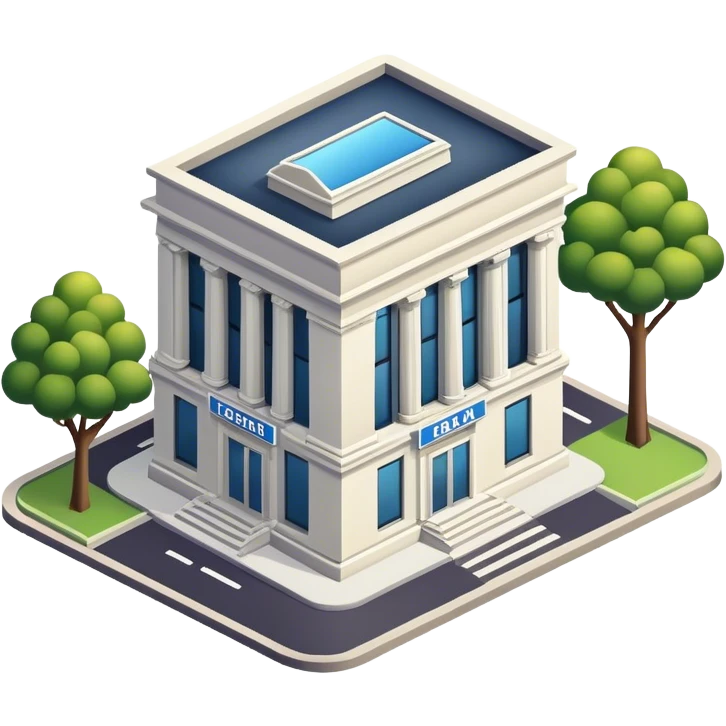Isometric bank building and street emoji