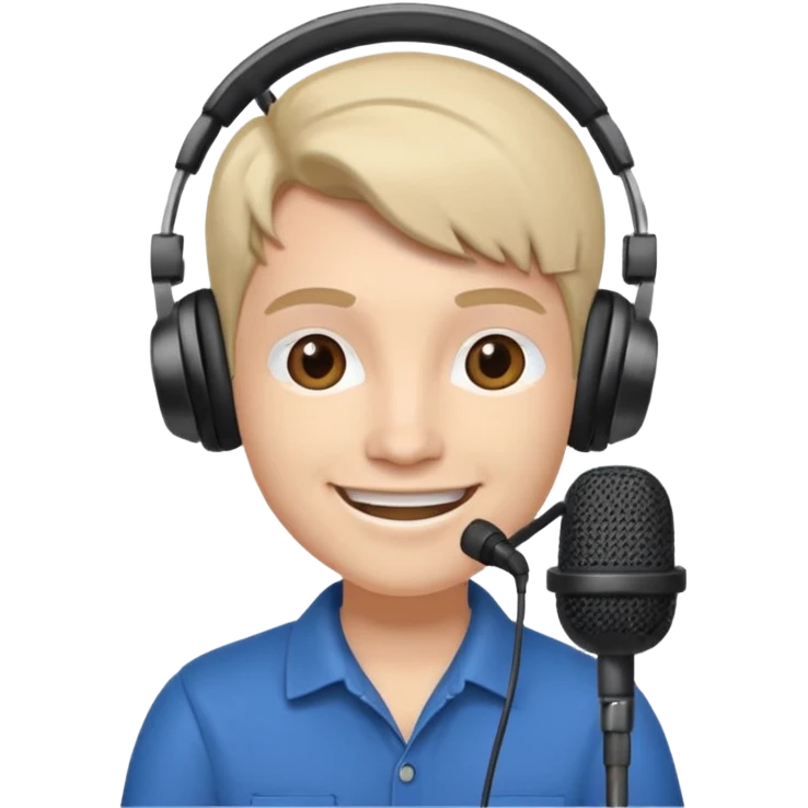 radyocu , podcast sunuyor, önünde microfon emoji