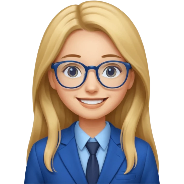 long hair girl with eyeglasses and blue suit emoji