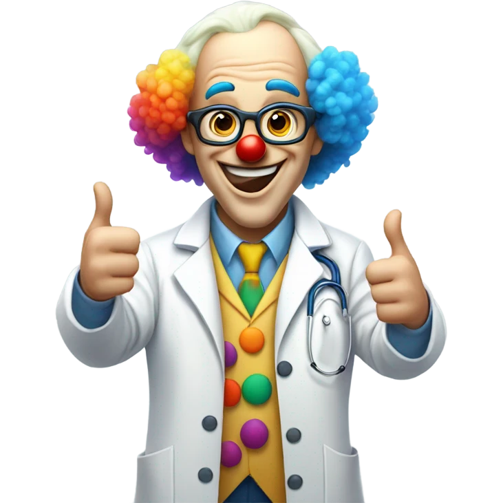 Funny doctor clown thumbs up emoji