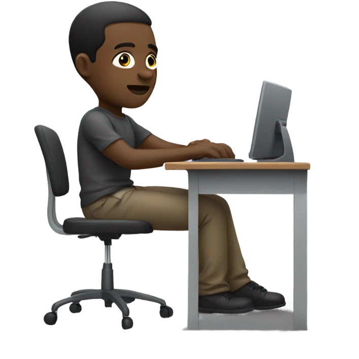 Black man on the computer emoji