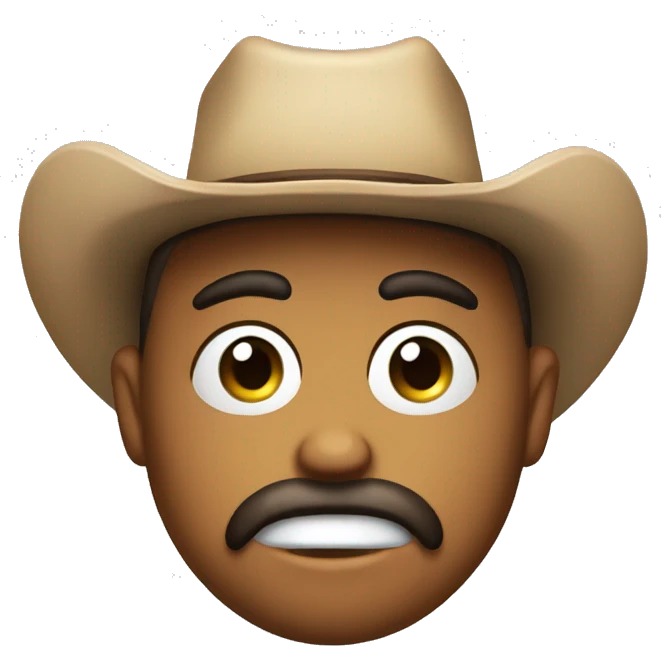 Sultry cowboy emoji circle face with squiggly mouth emoji