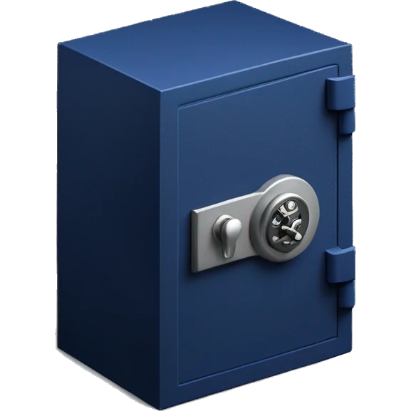 3d  isometric small safe in dark blue emoji