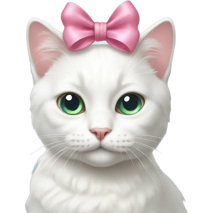 White cat with bow  emoji
