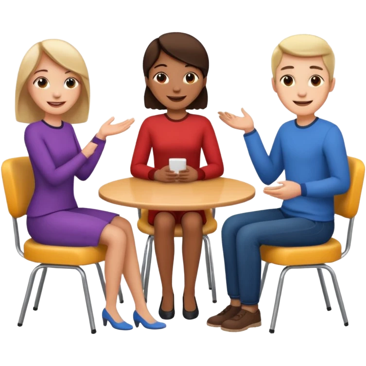 tre persone in cerchio su delle sedie che si parlano emoji