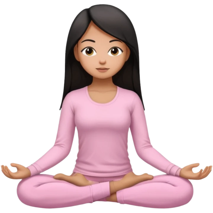 light brown girl with black hairwith straight hairin baby pink yoga pants and full sleeve shirt meditating emoji