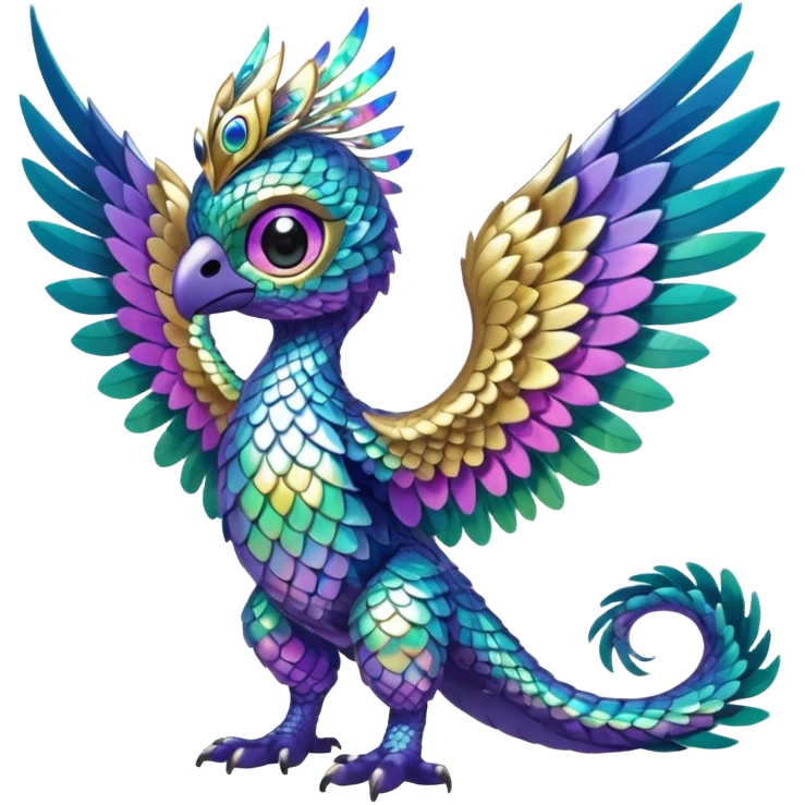 Cute shiny colorful exotic rare mythical animal hybrid Fakemon full body emoji