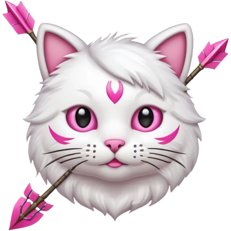 Emoji cat head white emoji with pink bow and arrow emoji