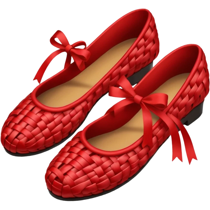 Traditional red bast shoes with ribbons emoji