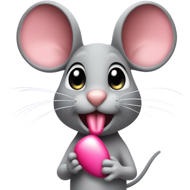 mouse with fancy nails, eyelashes, and lipstick emoji