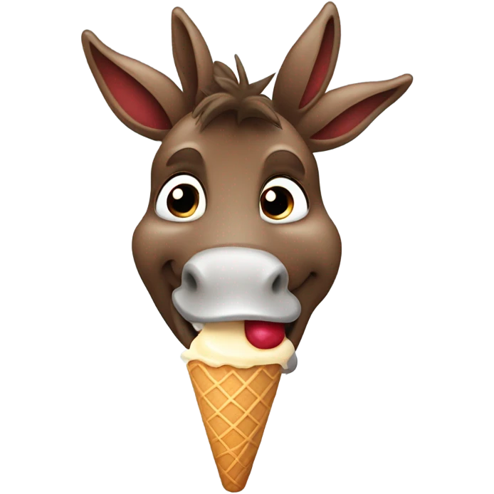 A red donkey with ice cream  emoji