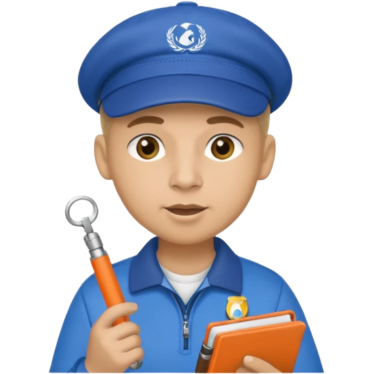 génère moi un émoji d'un coach avec un cahier dans la main un sifflet et une casquette emoji