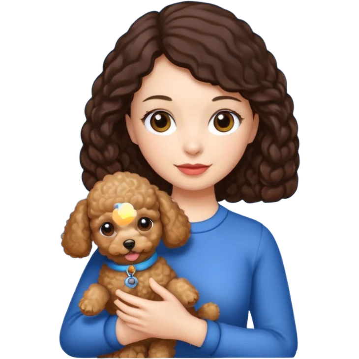 Brunette holding a toy poodle  emoji