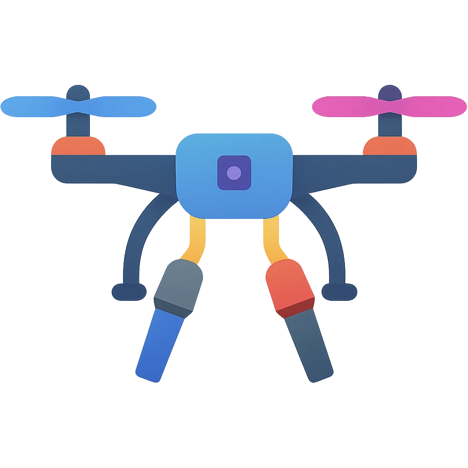 detailed multicopter drone with attached microphones, vibrant colors emoji