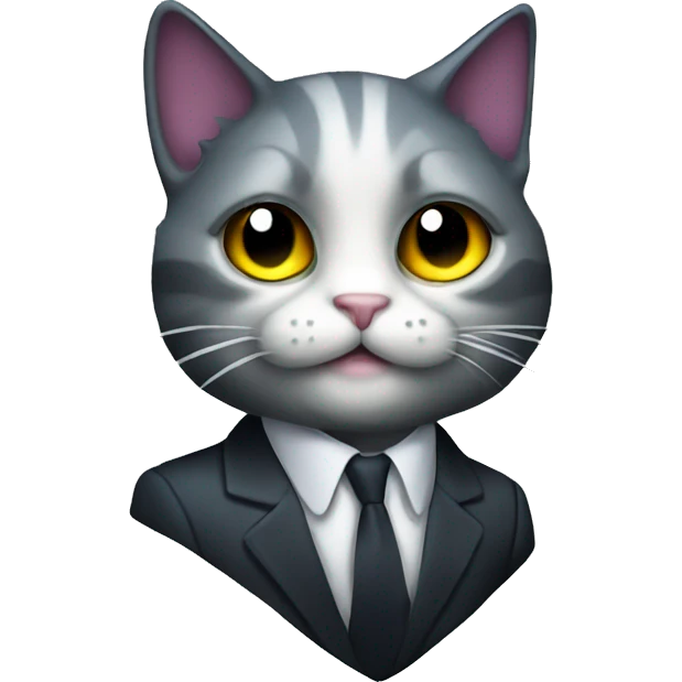 Cat wearing Dark iridescent business suit glowing emoji