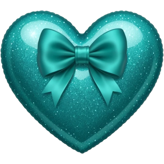 Teal heart with glitter and sparkles and a bow on top emoji