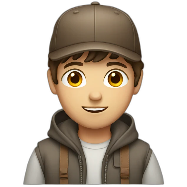 Boy with brown hair and cap emoji