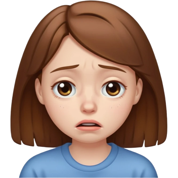 brown haired girl puffy swollen sad eyes emoji
