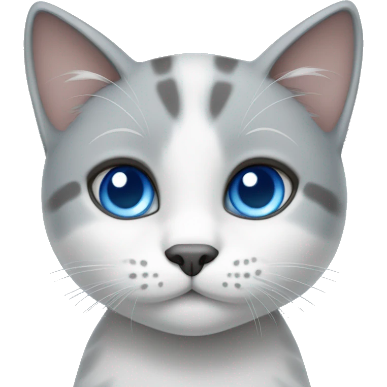 Gray and white cat with blue eyes emoji