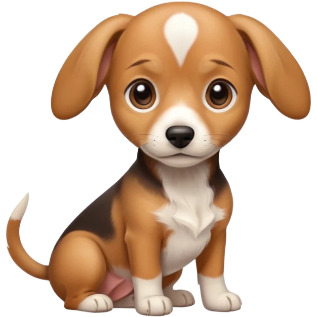 Mix breed puppy that is part dachshund beagle and chihuahua emoji