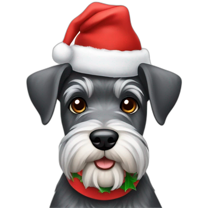 Schnauzer dog with christmas hat emoji