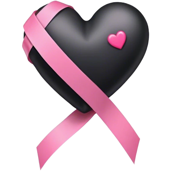 Black heart with pink ribbon  emoji