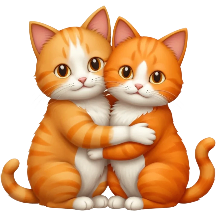 Cat hugging another cat with love emoji