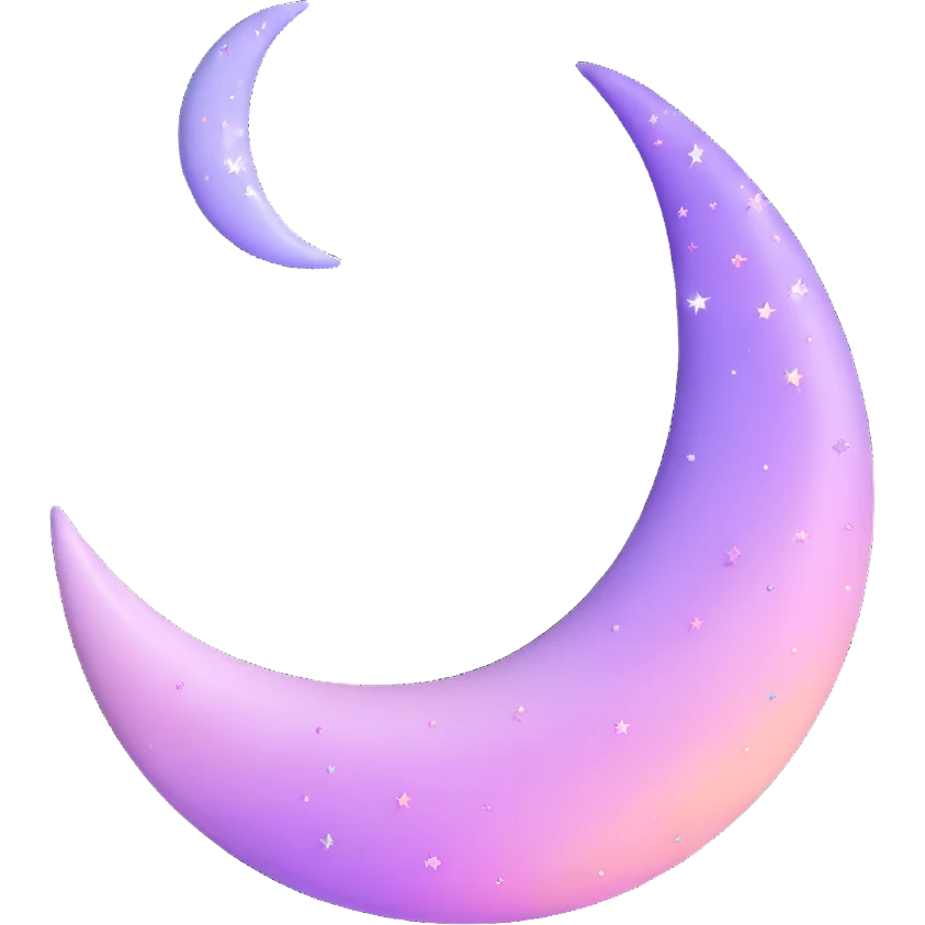 Sparkly glossy Pastel lilac-gradient crescent emoji