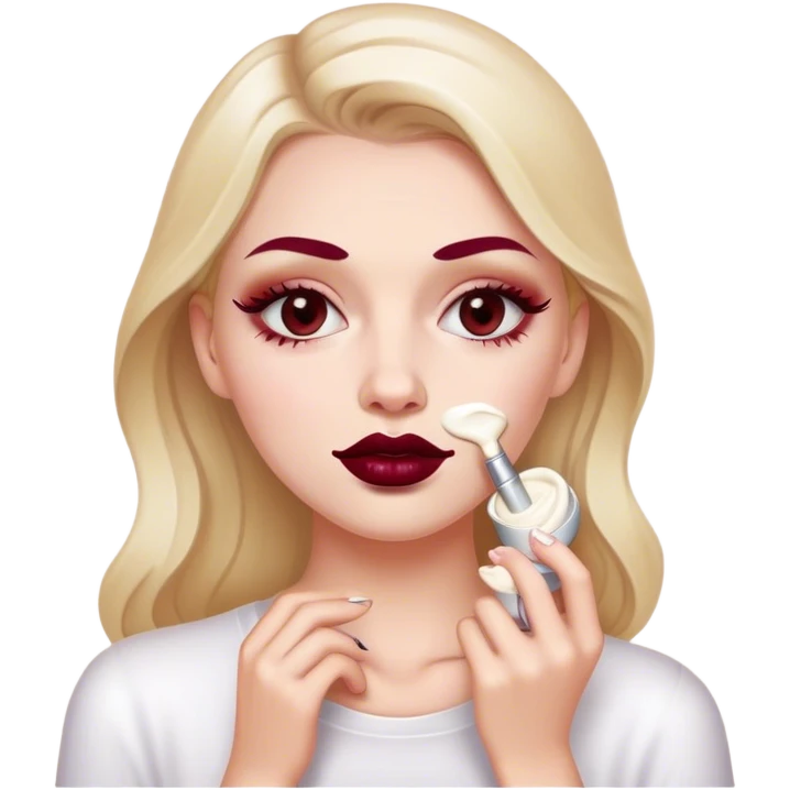 white girl applying cream on face Burgundy emoji