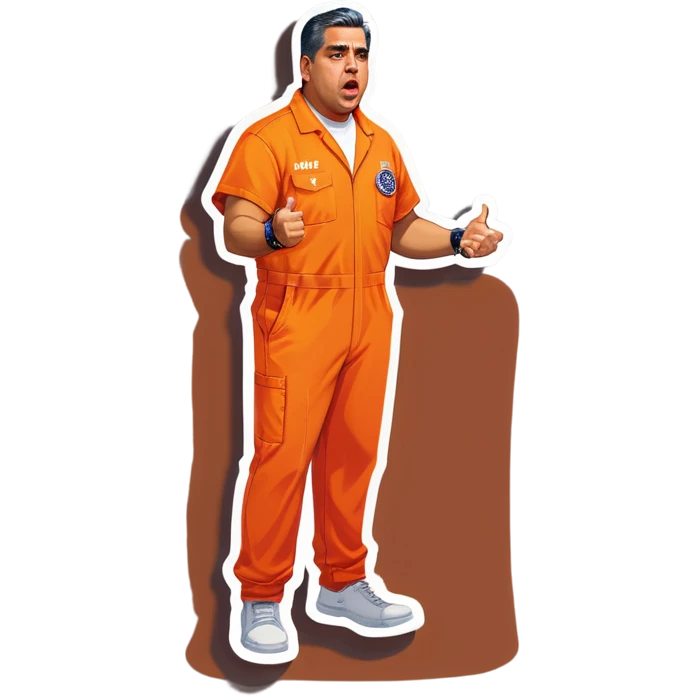Make congressman Robert Garcia cuffed in an orange jumpsuit looking mad that he got caught emoji
