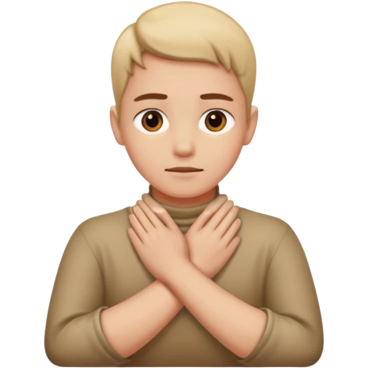 hands crossed over neck on a person emoji
