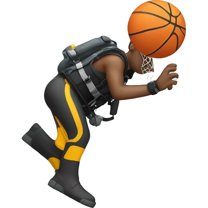 Guy shooting a basketball in a scuba diving outfit  emoji