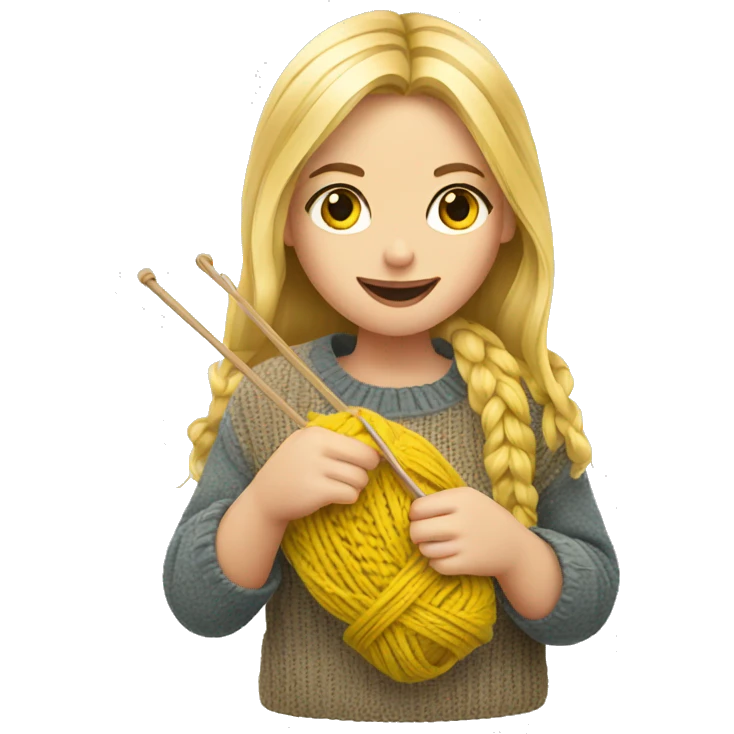Blond Girl knitting emoji